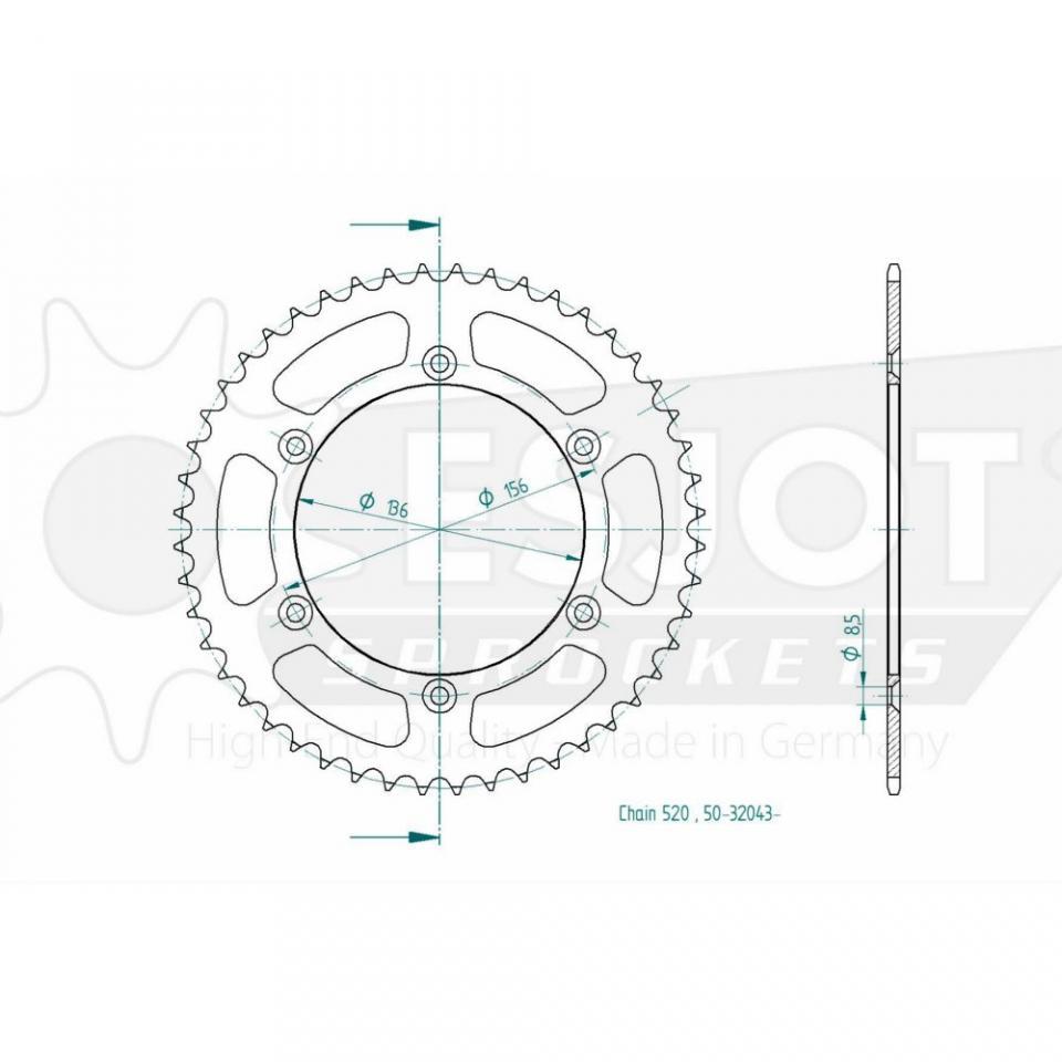 Couronne de transmission Esjot pour Moto Husqvarna 125 CR 1990 à 2013 50 dents pas 520 Ø136mm Neuf