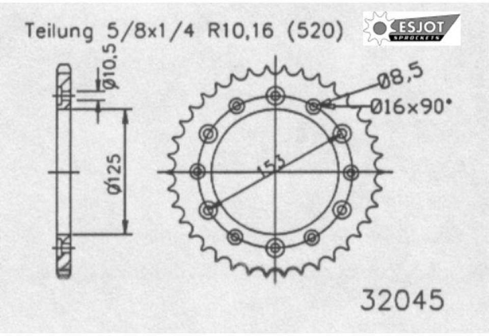 Couronne de transmission Esjot pour Moto Beta 480 Rr 4T 2015 à 2017 Neuf
