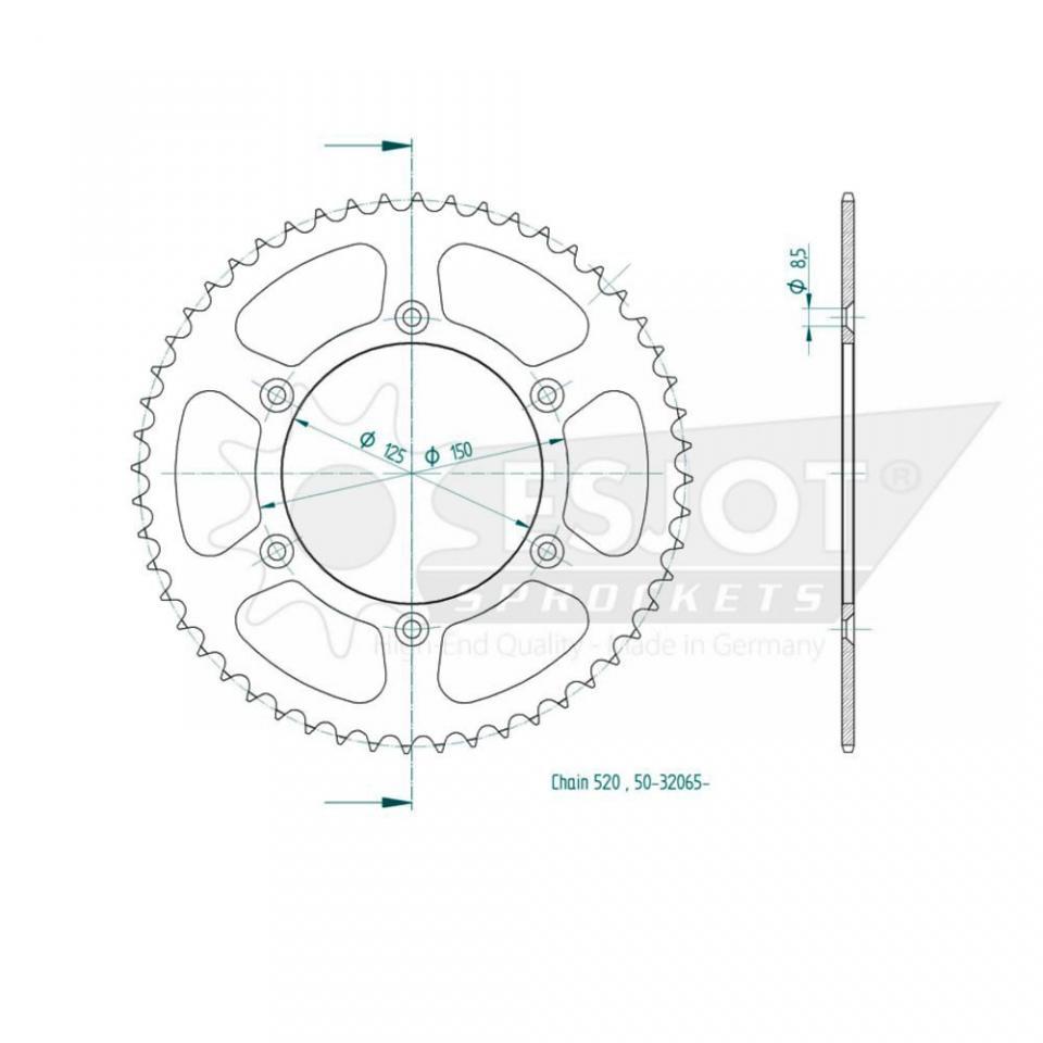 Couronne de transmission Esjot pour Moto KTM 200 EXC 2010 à 2011 42 dents pas 520 Ø125mm Neuf