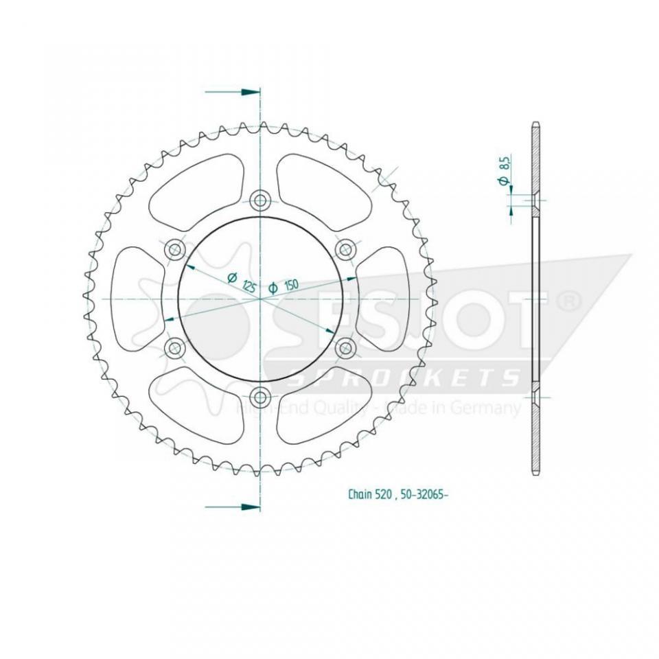 Couronne de transmission Esjot pour Moto KTM 660 Rally 2002 à 2006 42 dents pas 520 Ø125mm Neuf