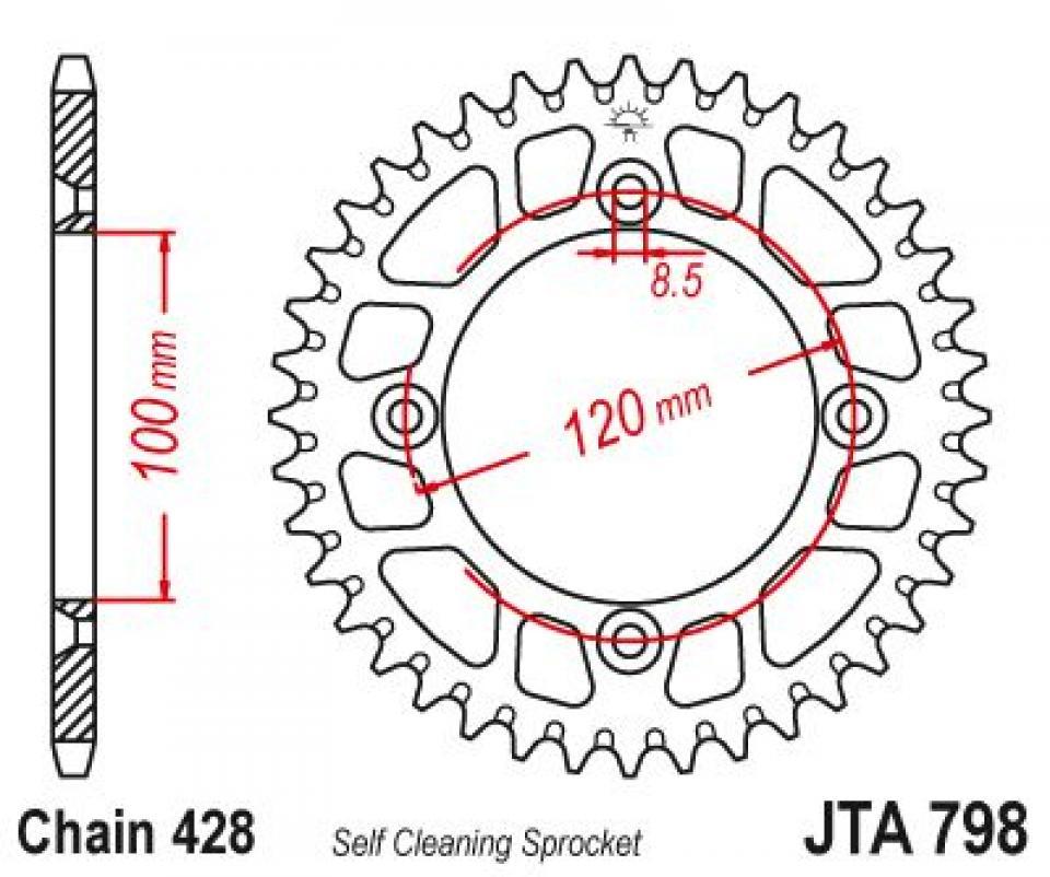 Couronne de transmission Esjot pour Moto Yamaha 85 YZ grandes roues 2002 à 2023 52 dents pas 428 Neuf