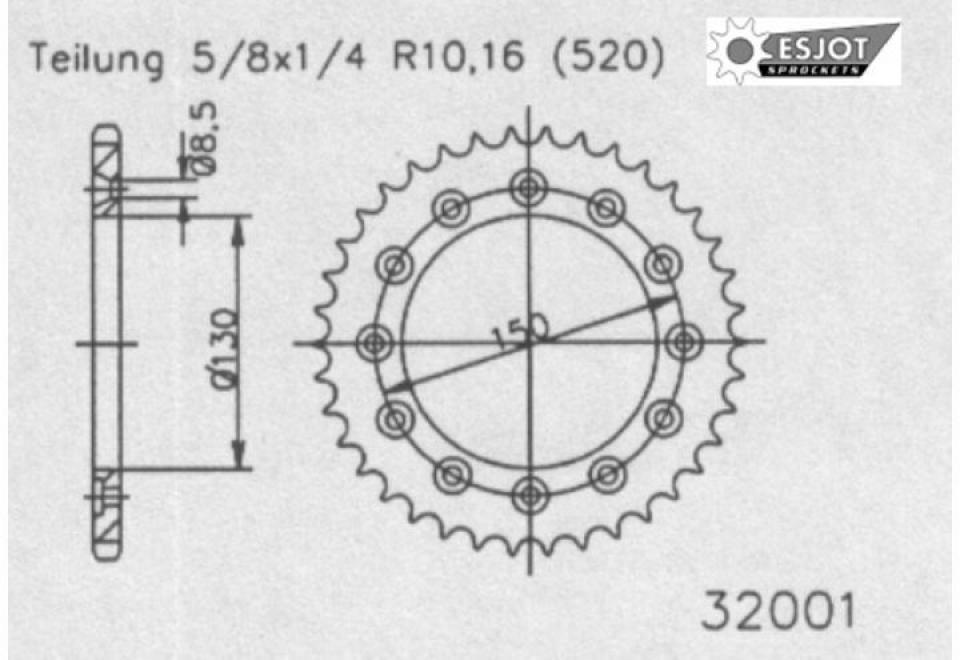 Couronne de transmission Esjot pour Moto Yamaha 400 Yz-F 1999 à 2001 Neuf