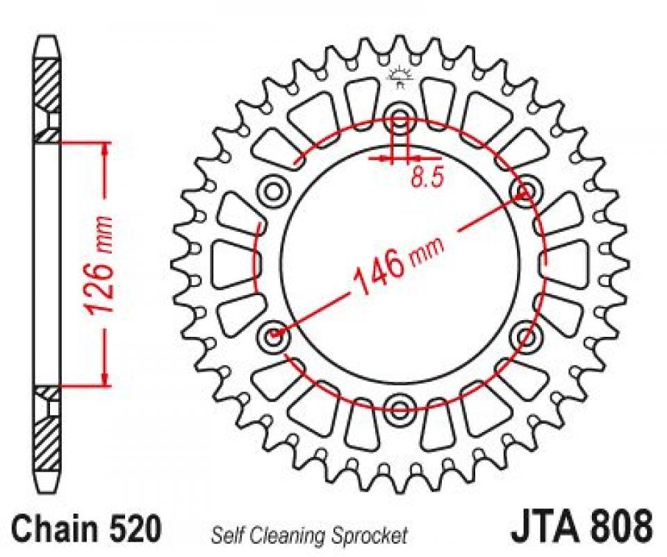 Couronne de transmission Esjot pour Moto Suzuki 125 RM 1983 à 1991 51 dents pas 520 Neuf