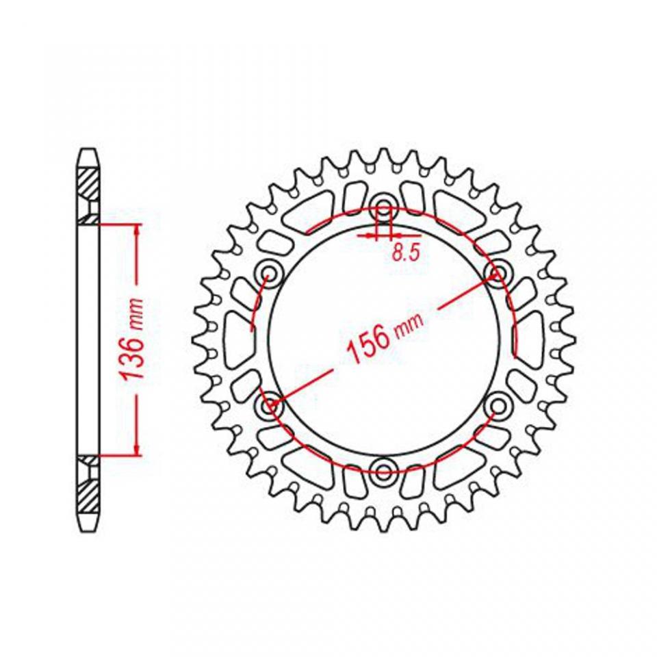 Couronne de transmission Esjot pour Moto Gas gas 300 Ec Racing Enduro 2T 2010 à 2017 Neuf