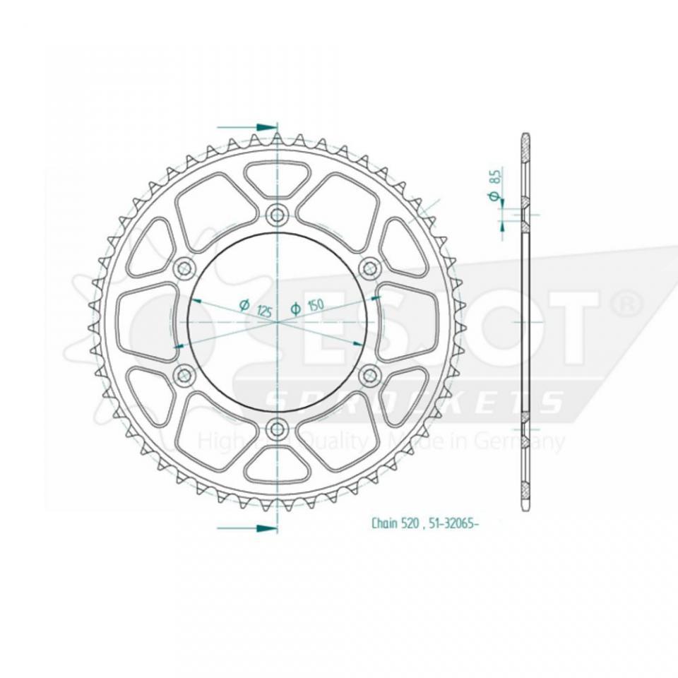 Couronne de transmission Esjot pour Moto Husaberg 450 Fs E 2004 à 2007 Neuf