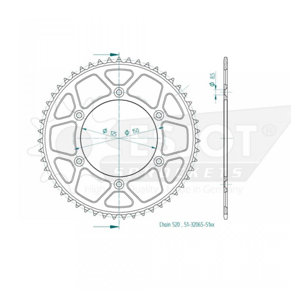 Couronne de transmission Esjot pour Moto Husaberg 125 Te 2T 2012 à 2016 Neuf
