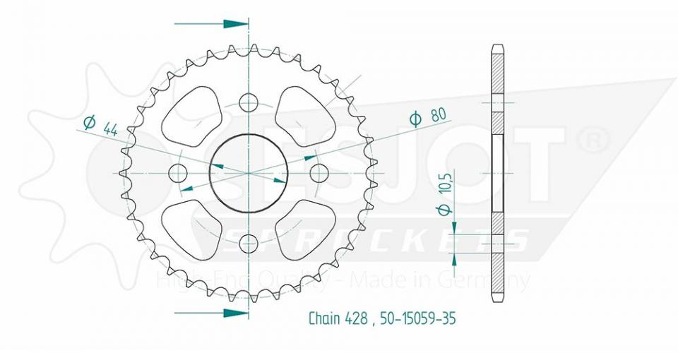 Couronne de transmission Esjot pour Quad Barossa 100 Python 2003 à 2004 Neuf