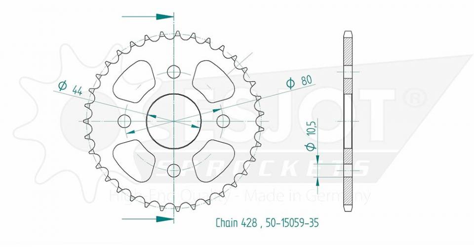 Couronne de transmission Esjot pour Quad Barossa 100 Python 2003 à 2004 Neuf