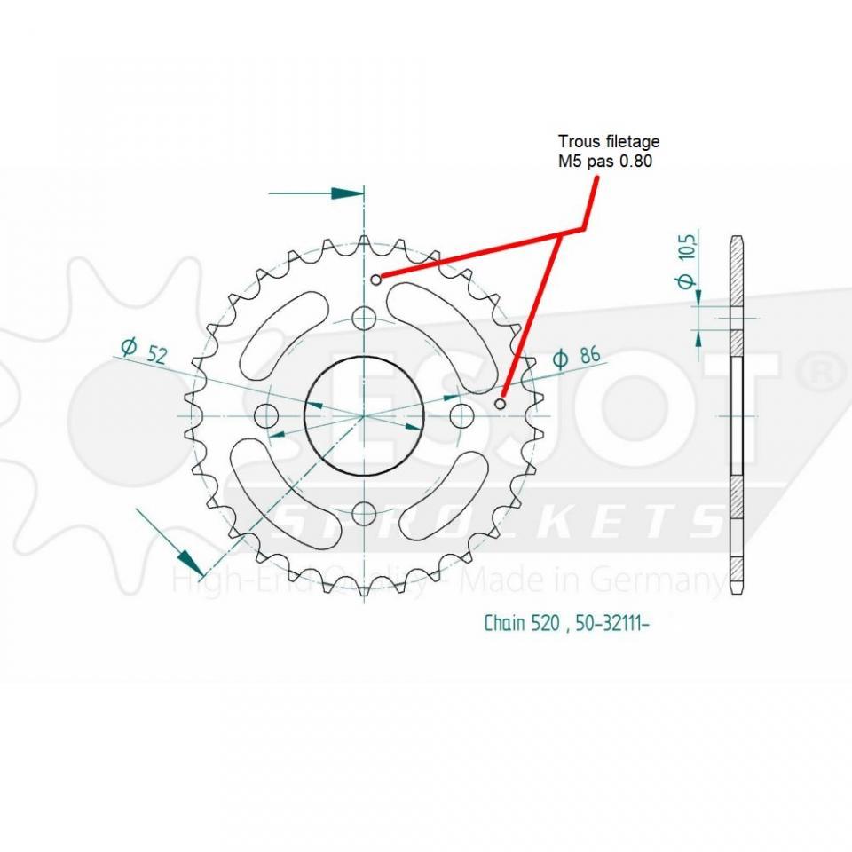 Couronne de transmission Esjot pour Quad Kymco 50 MXU 2005 à 2008 Neuf