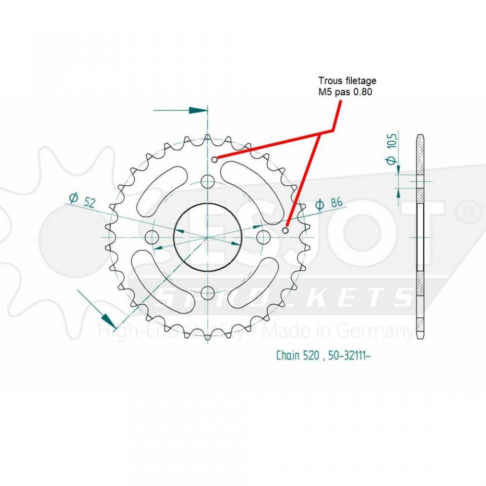 Couronne de transmission Esjot pour Quad Kymco 150 Mxer 2003 Neuf