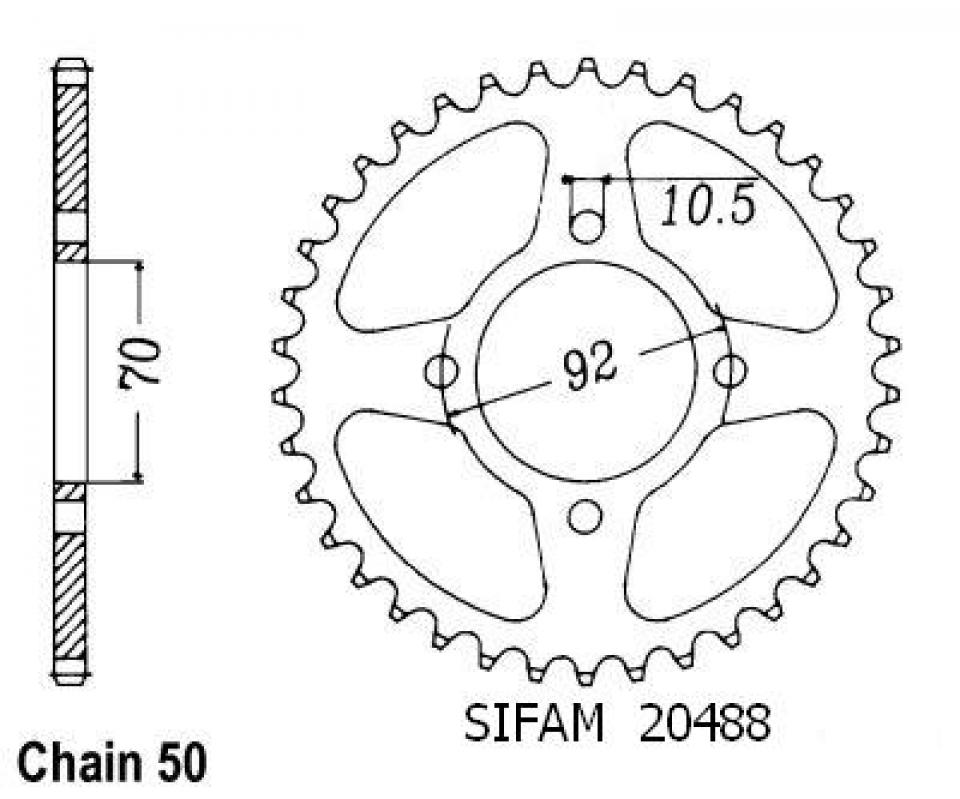Couronne de transmission Sifam pour Moto Kawasaki 400 Z 2 Cyl 1975 à 1980 Neuf