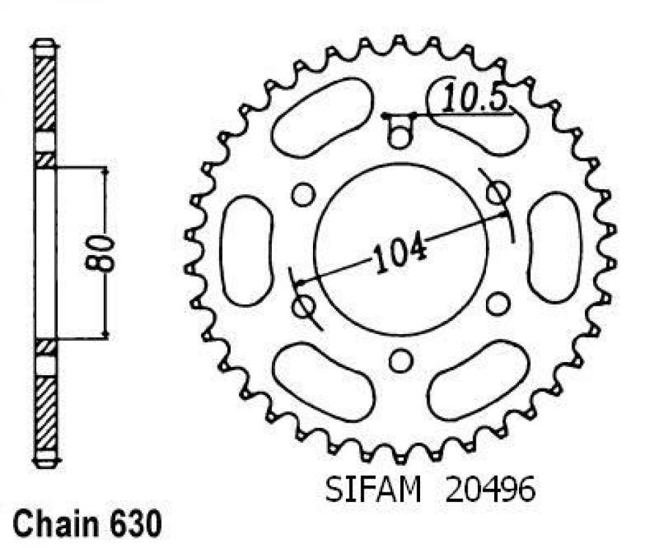 Couronne de transmission pour Kawasaki Gpz B
