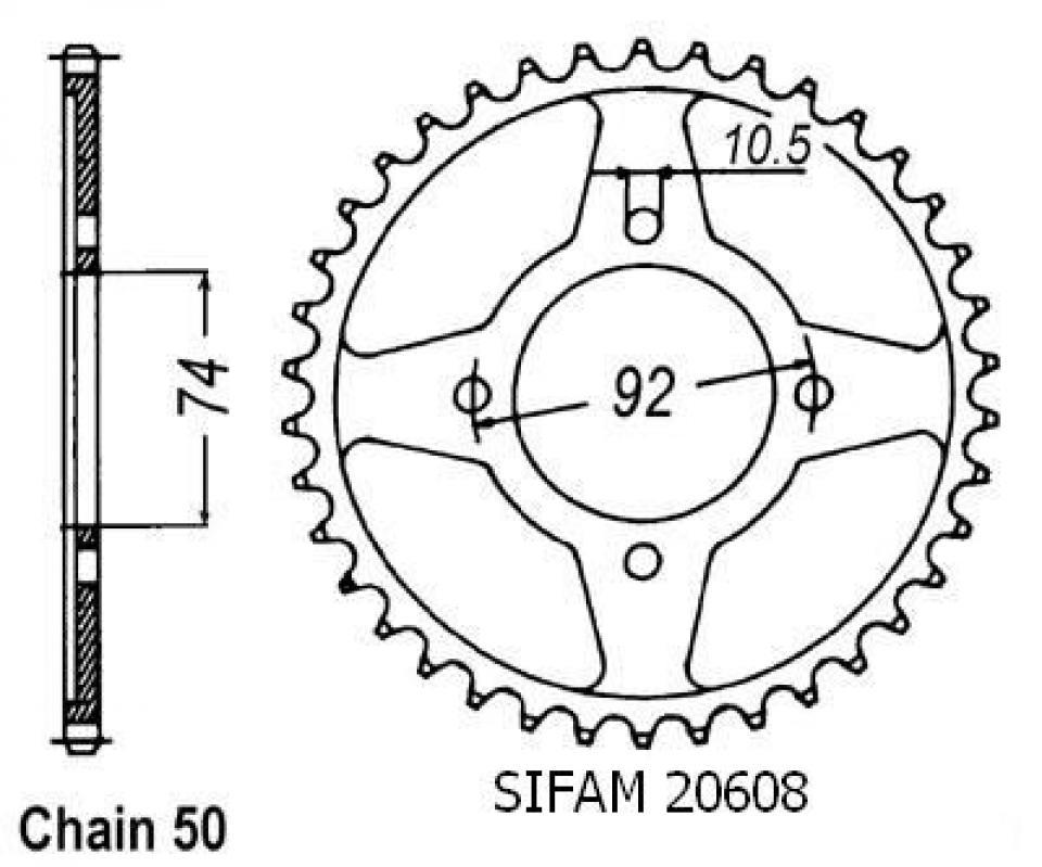 Couronne de transmission Sifam pour Moto Yamaha 350 Rd Lc 1979 à 1981 Neuf