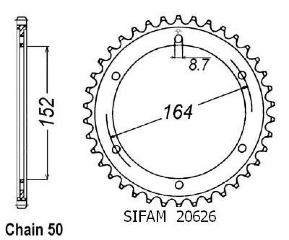 Couronne de transmission pour Yamaha SR