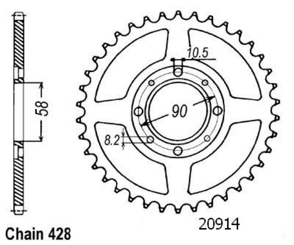 Couronne de transmission Sifam pour Moto Honda 125 Xl S 1980 à 1987 Neuf