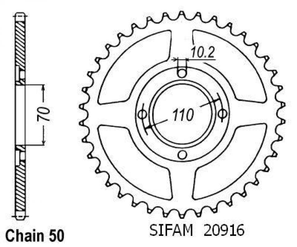 Couronne de transmission Sifam pour Moto Honda 400 Cm T 1979 à 1981 Neuf