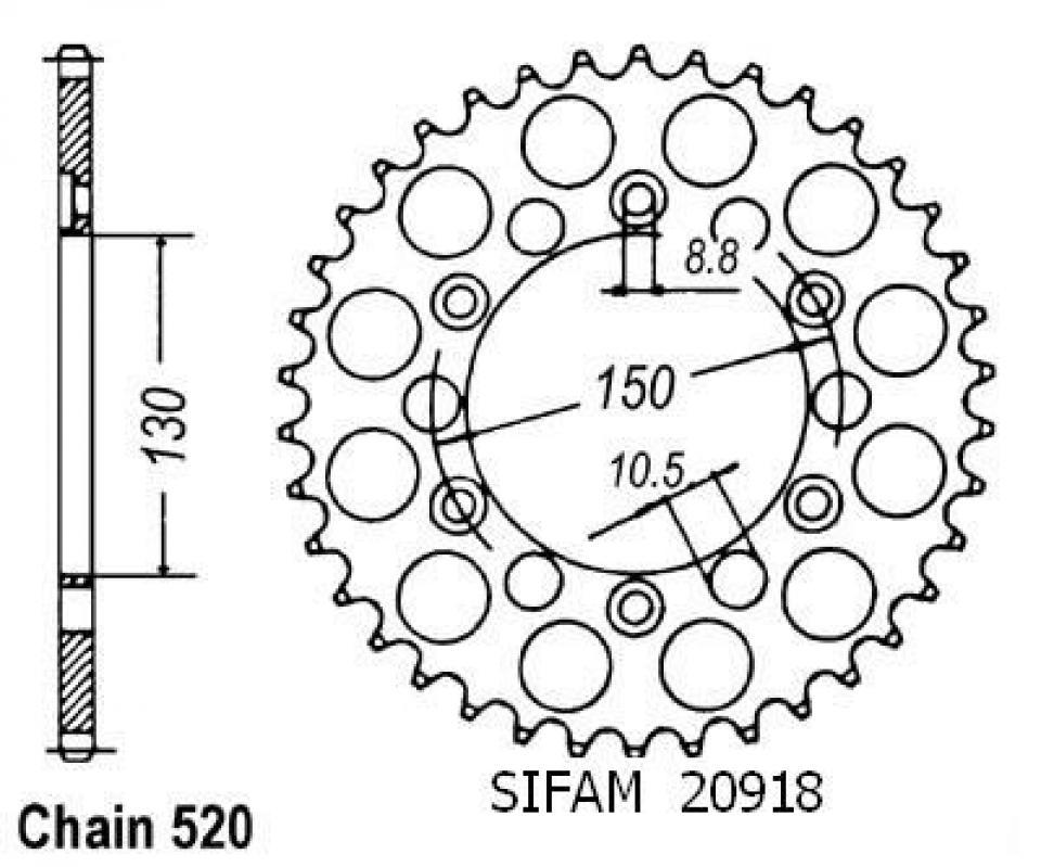 Couronne de transmission Sifam pour Moto Honda 650 Nx Dominator 1988 à 1990 Neuf