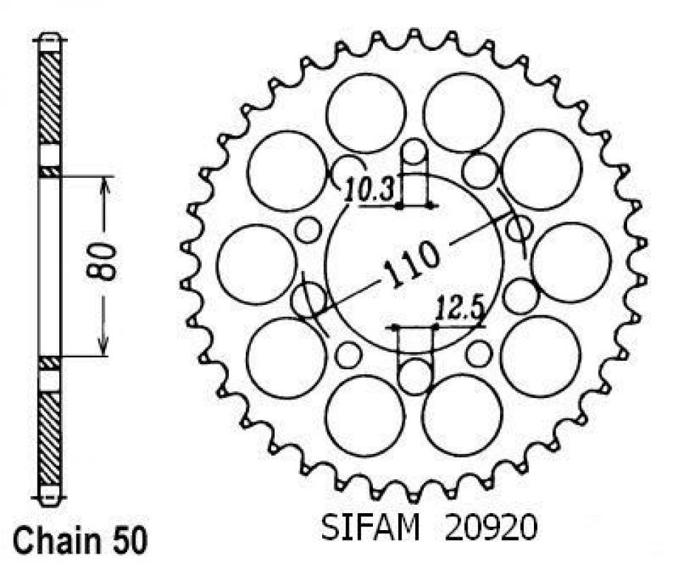 Couronne de transmission Sifam pour Moto Honda 750 Cbx F 1984 à 1987 Neuf