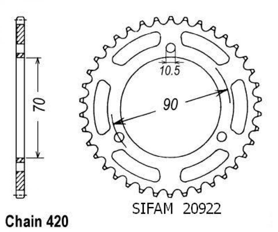 Couronne de transmission Sifam pour Moto Honda 80 Mtx R2 Eau 1987 Neuf