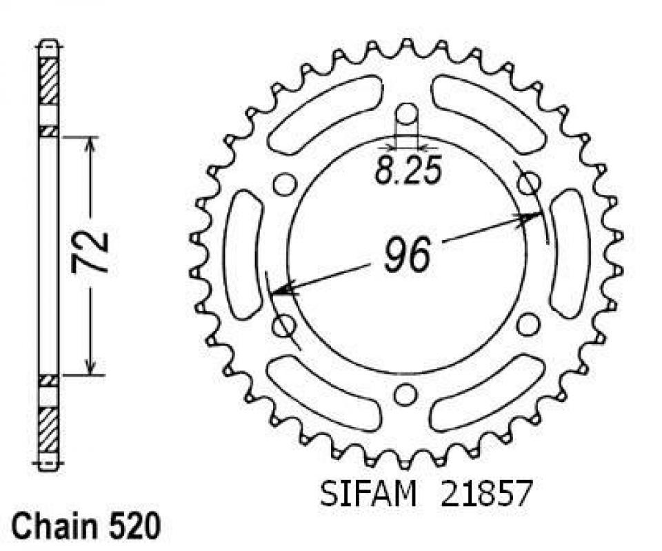 Couronne de transmission Sifam pour Moto Suzuki 250 DR S 1984 à 1987 Neuf