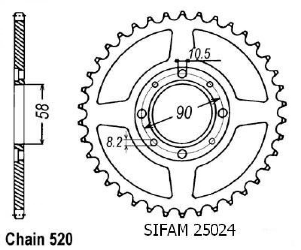 Couronne de transmission Sifam pour Moto Honda 125 Mtx Rw 1983 à 1990 Neuf
