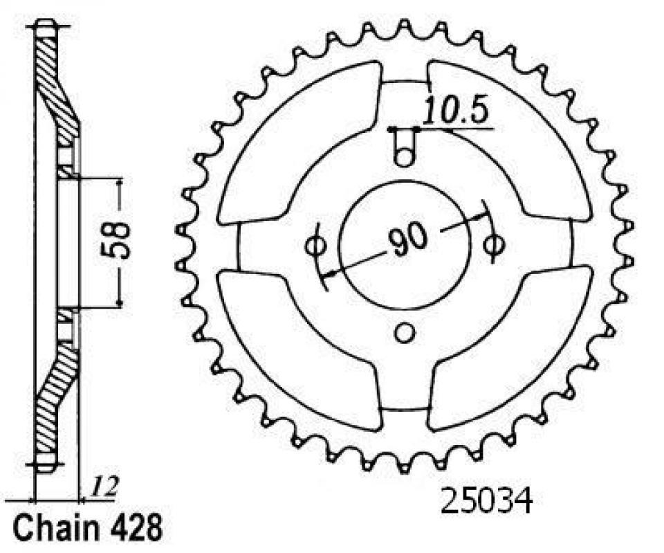 Couronne de transmission Sifam pour Moto Honda 125 Clr City Fly 1998 à 2003 50 dents pas 428 Ø58mm Neuf