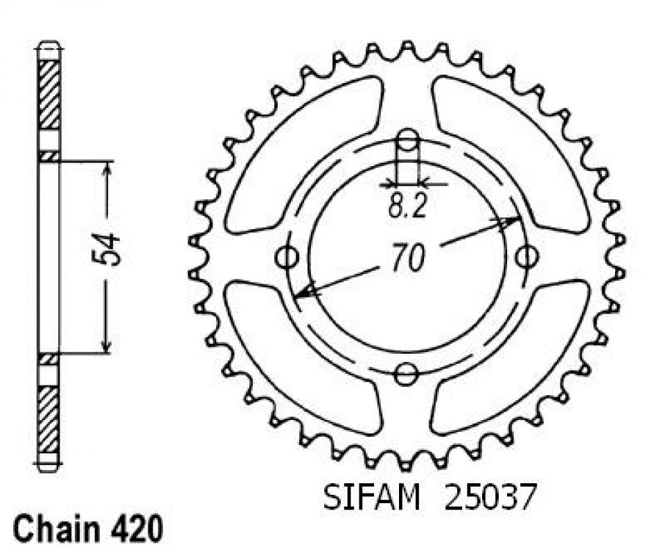Couronne de transmission Sifam pour Moto Honda 50 C Z 1980 à 1993 Neuf