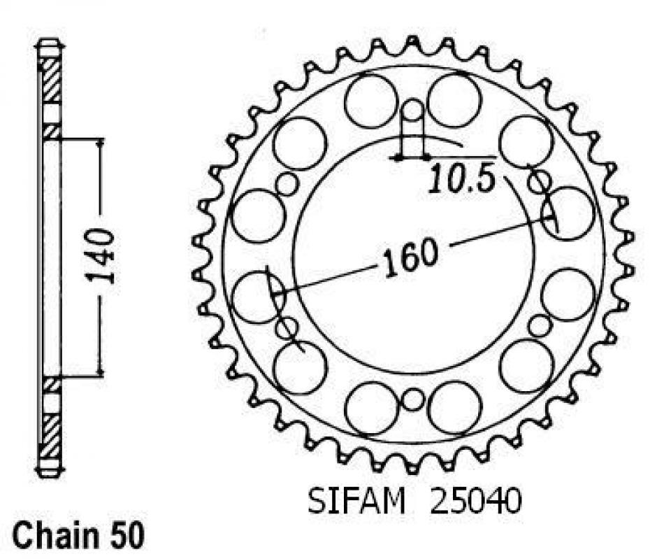 Couronne de transmission Sifam pour Moto Kawasaki 750 GPZ R Ninja 1985 à 1986 Neuf