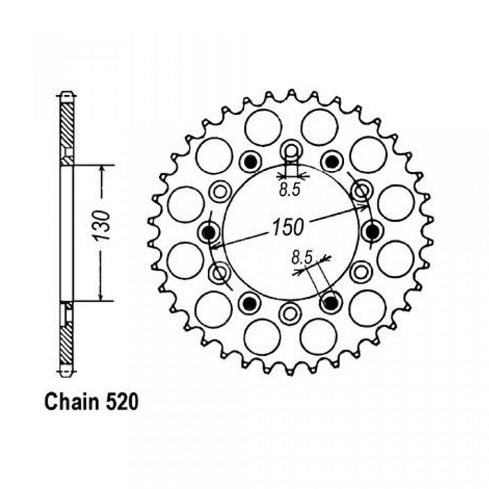Couronne transmission Sifam pour moto Honda 250 XR R 1984 à 1985 50 dents P 520