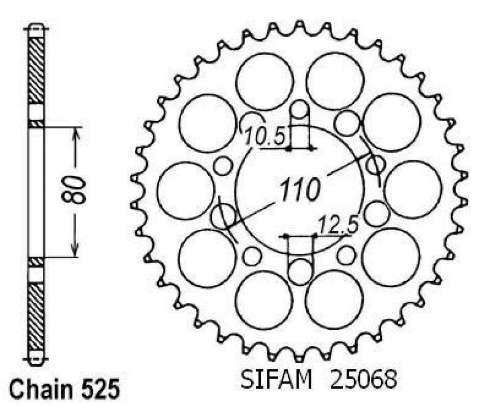 Couronne de transmission Sifam pour Moto Honda 350 Cb Sg Sj 1986 à 1990 Neuf