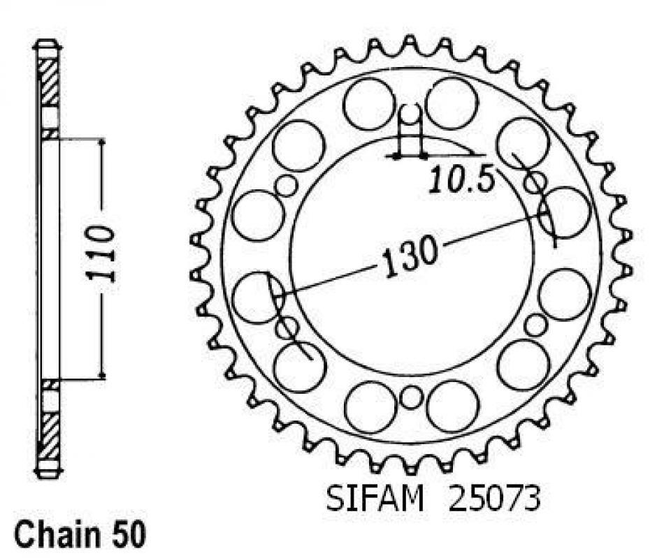 Couronne de transmission Sifam pour Moto Yamaha 1300 XJR 2007 à 2014 38 dents pas 530 Neuf