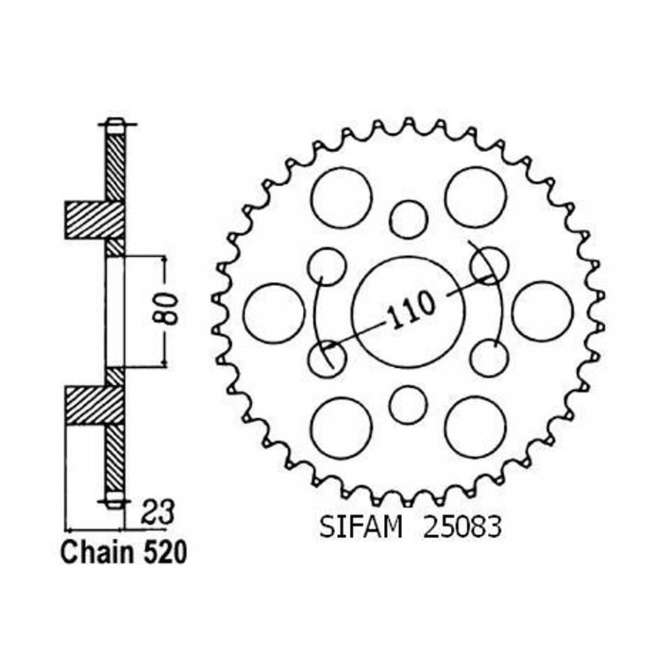 Couronne transmission Sifam pour moto Aprilia 125 Af1 Sintesi Sport 1988 37 dts P520