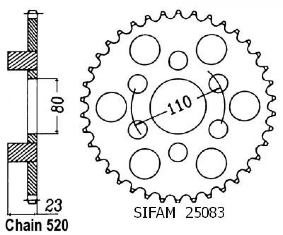 Couronne transmission Sifam pour moto Aprilia 125 Af1 Sintesi Sport 1988 37 dts P520