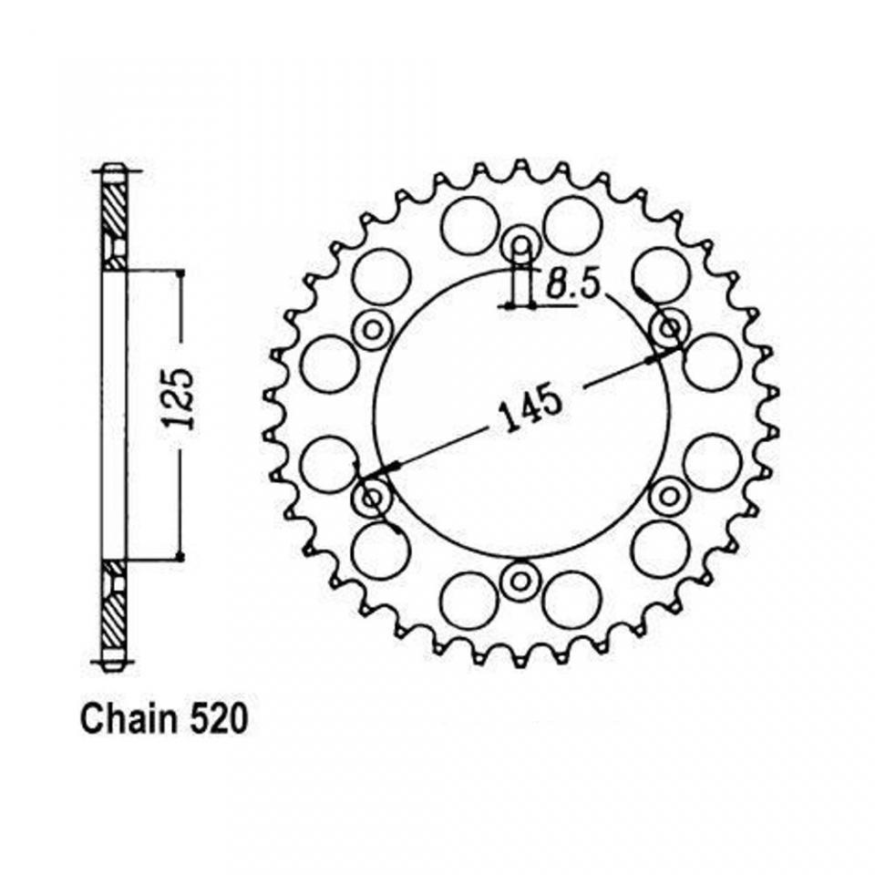 Couronne de transmission Sifam pour moto Cagiva 125 N90 1990 à 1992 42 dts P520