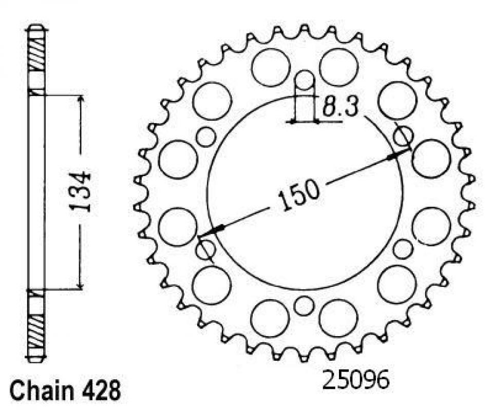 Couronne de transmission pour Kawasaki KMX