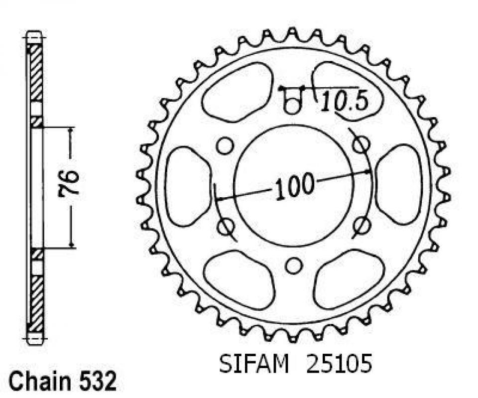 Couronne de transmission Sifam pour Moto Suzuki 900 RF R 1994 à 1998 43 dents pas 532 Neuf