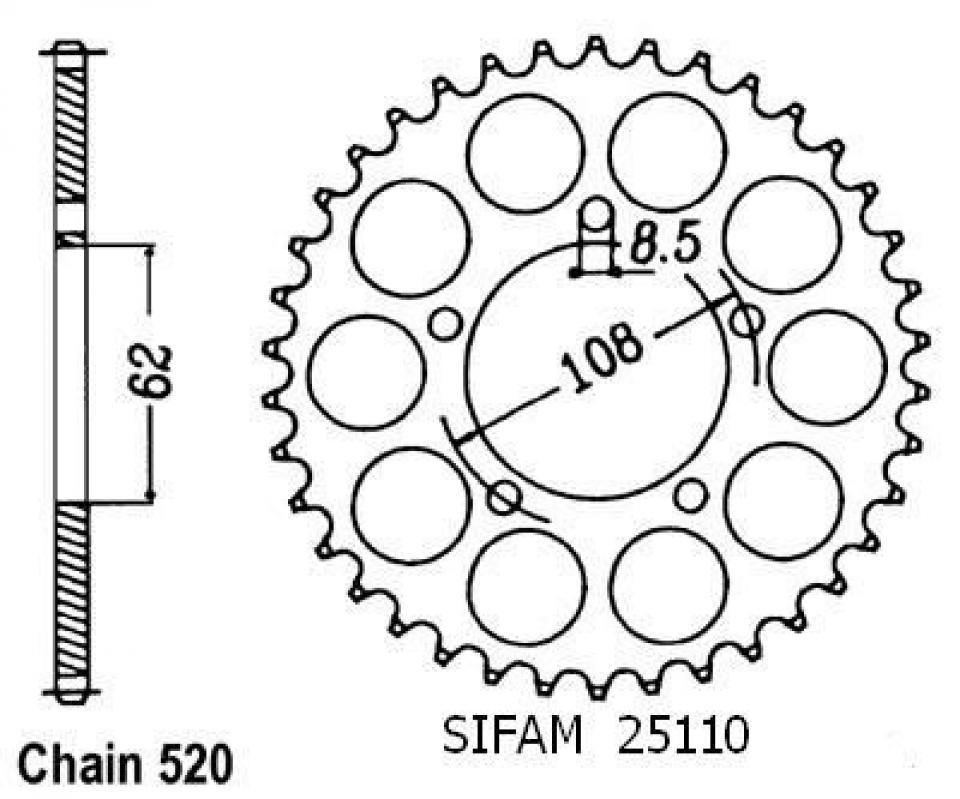 Couronne de transmission pour Aprilia Pegaso
