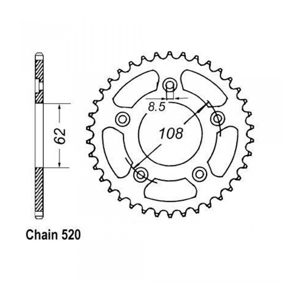 Couronne de transmission Sifam pour moto Cagiva 125 Mito 1992 à 1994 41 dts P520