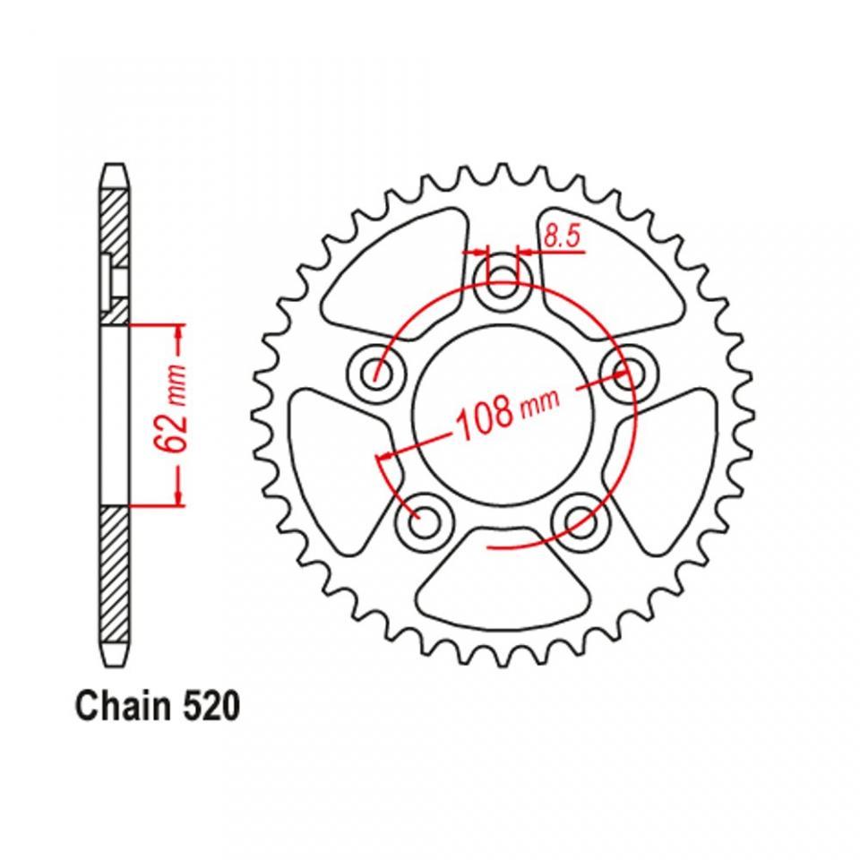 Couronne de transmission Sifam pour moto Cagiva 125 Mito 1992 à 1994 41 dts P520
