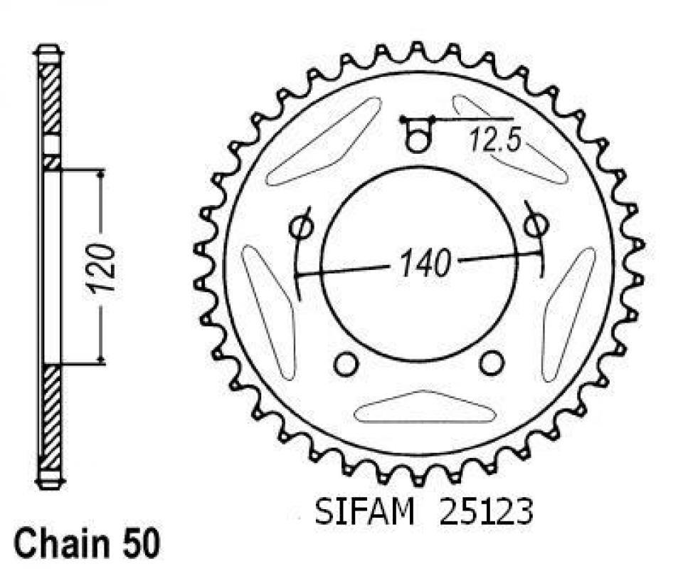 Couronne de transmission Sifam pour Moto Suzuki 1000 Sv N 2003 à 2007 Neuf