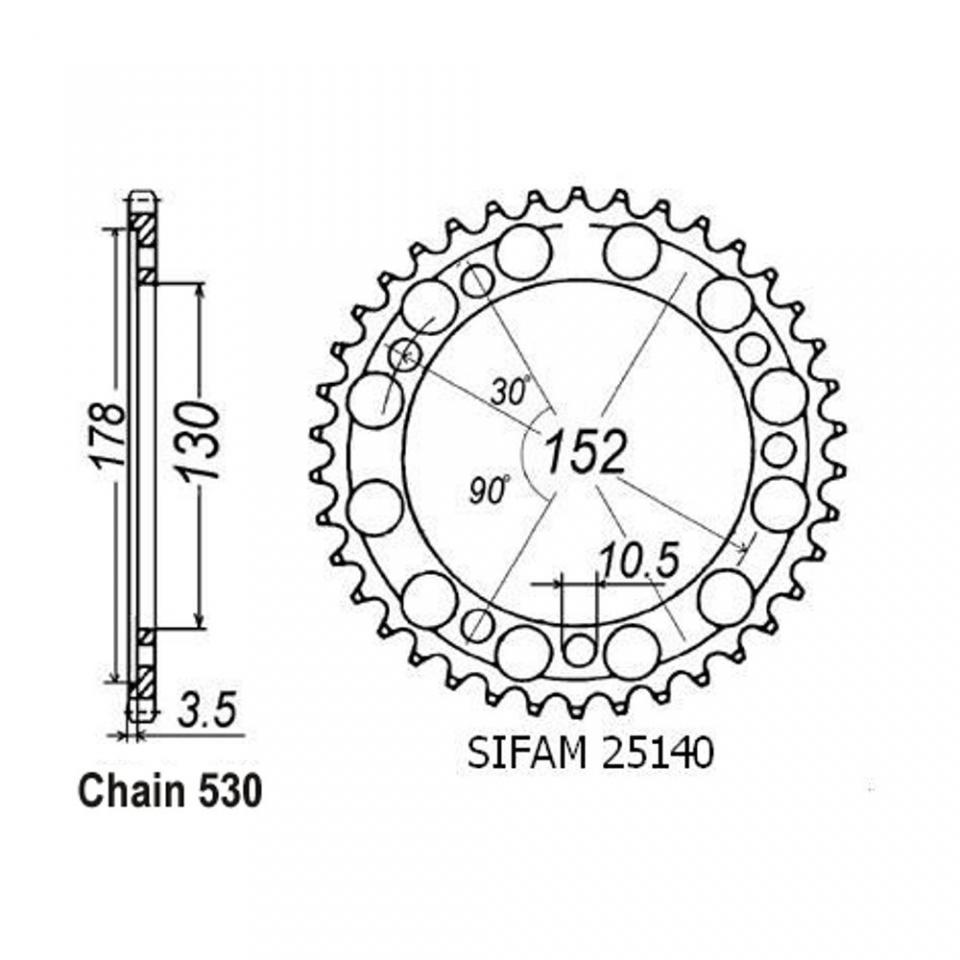 Couronne transmission Sifam pour moto Cagiva 900 Elefant 1990 à 1996 46 dts P530