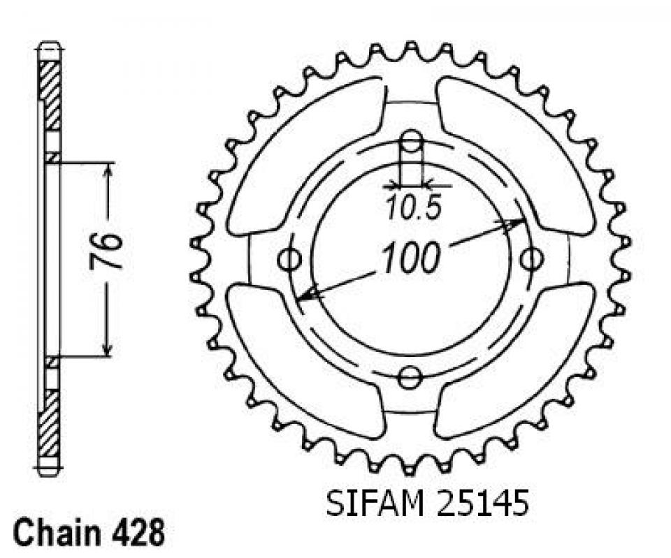 Couronne de transmission Sifam pour Moto Suzuki 125 RG Fun 1992 à 1996 47 dents pas 428 Neuf