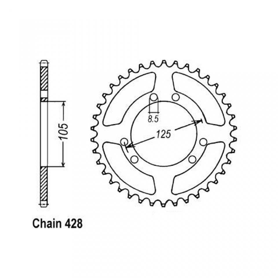 Couronne transmission Sifam pour moto Derbi 125 Senda Sm 2004 à 2009 48 dts P428