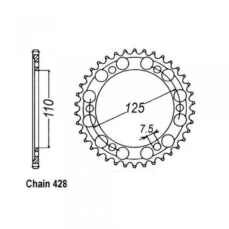 Couronne transmission Sifam pour moto Gilera 125 Coguar 1999 à 2001 46 dts P428