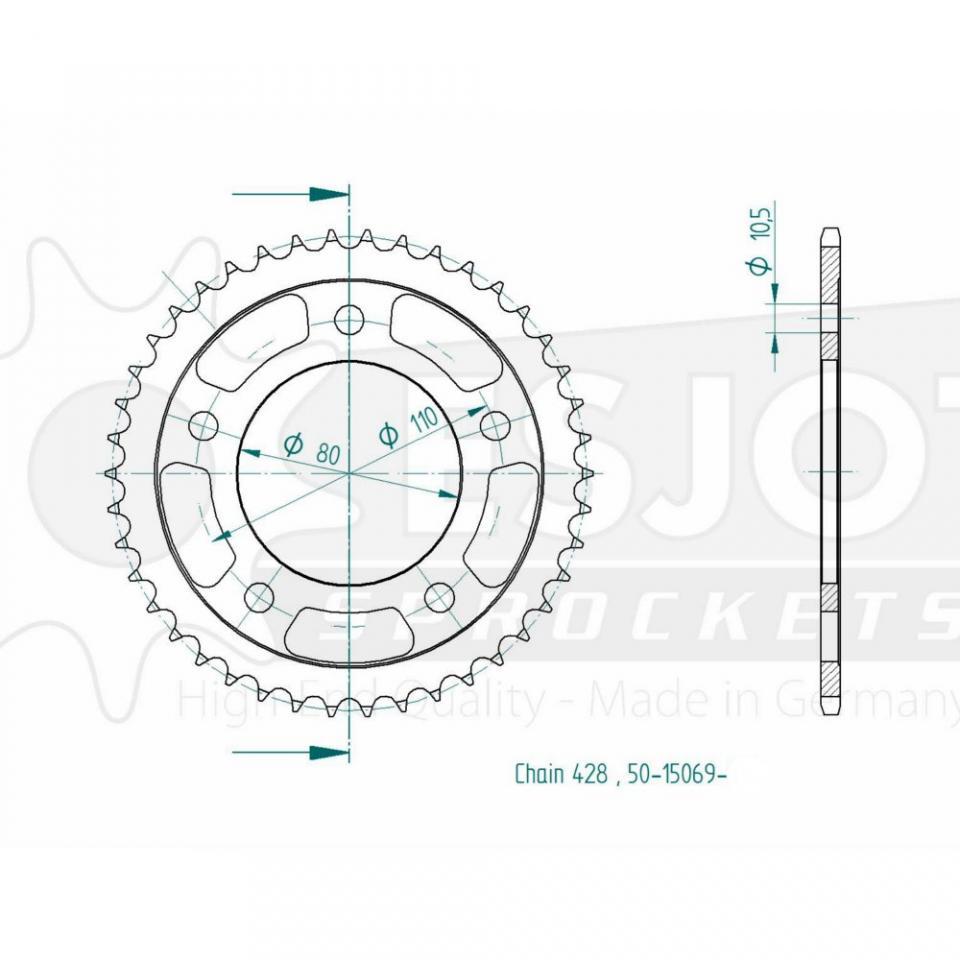 Couronne de transmission Esjot pour moto Kymco 125 Quannon Kr 2008 à 2016 42 dts