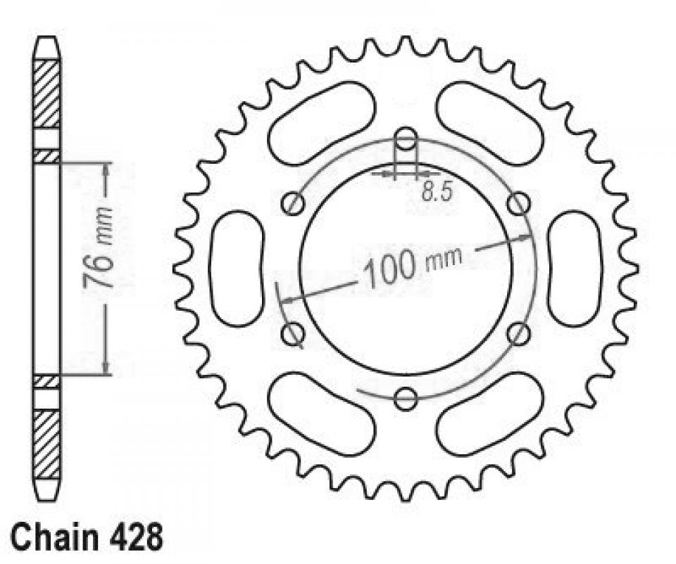 Couronne de transmission Esjot pour Moto Yamaha 125 YZF-R 2008 à 2018 48 dents pas 428 Neuf