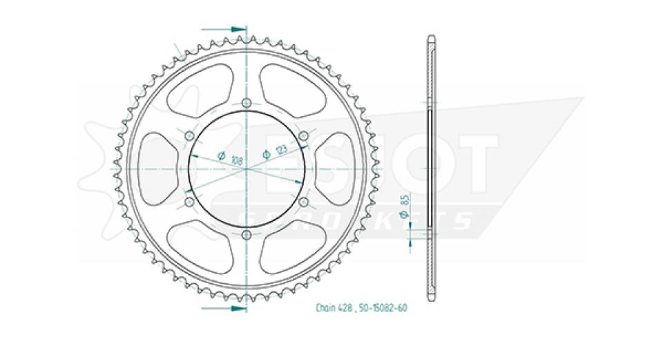 Couronne de transmission Esjot pour moto Aprilia 125 RS4 2011 à 2020 60 dts P428