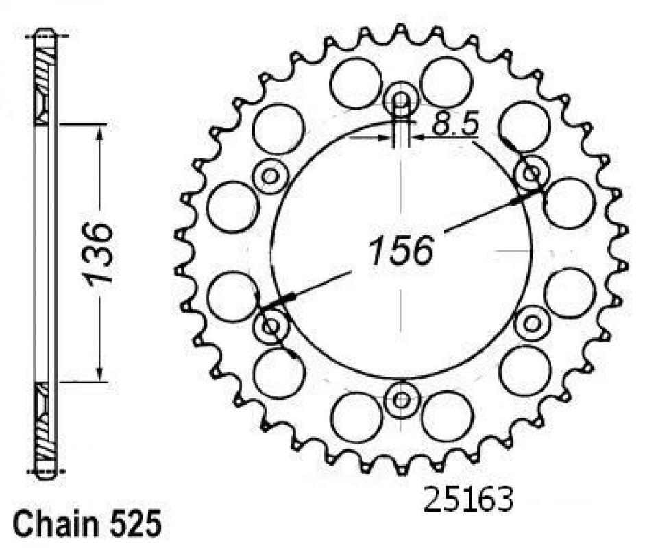 Couronne de transmission Esjot pour Moto Suzuki 650 XF Freewind 1997 à 2002 Neuf