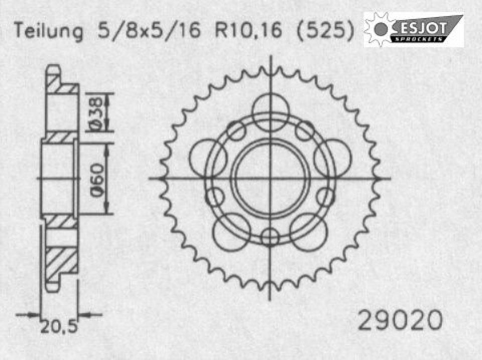 Couronne de transmission Esjot pour Moto Ducati 916 STRADA MONOPOSTO 1994 à 1998 Neuf