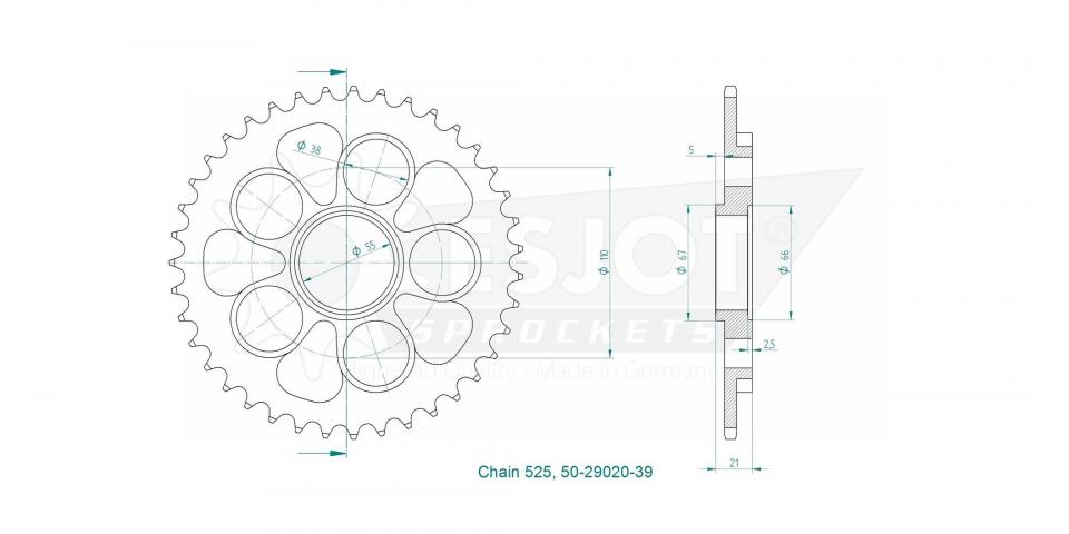 Couronne de transmission Esjot pour Moto Ducati 1100 Monster 2009 à 2010 Neuf